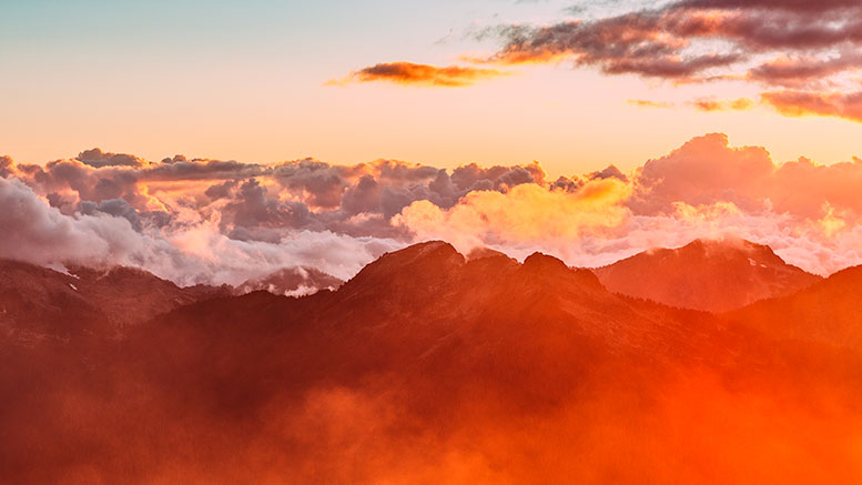 colorful clouds over the mountains